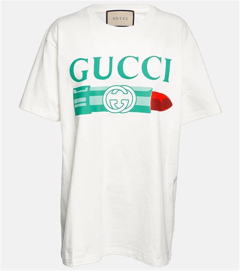 gucci logo-print cotton-jersey t-shirt|Gucci logo t shirt women's.